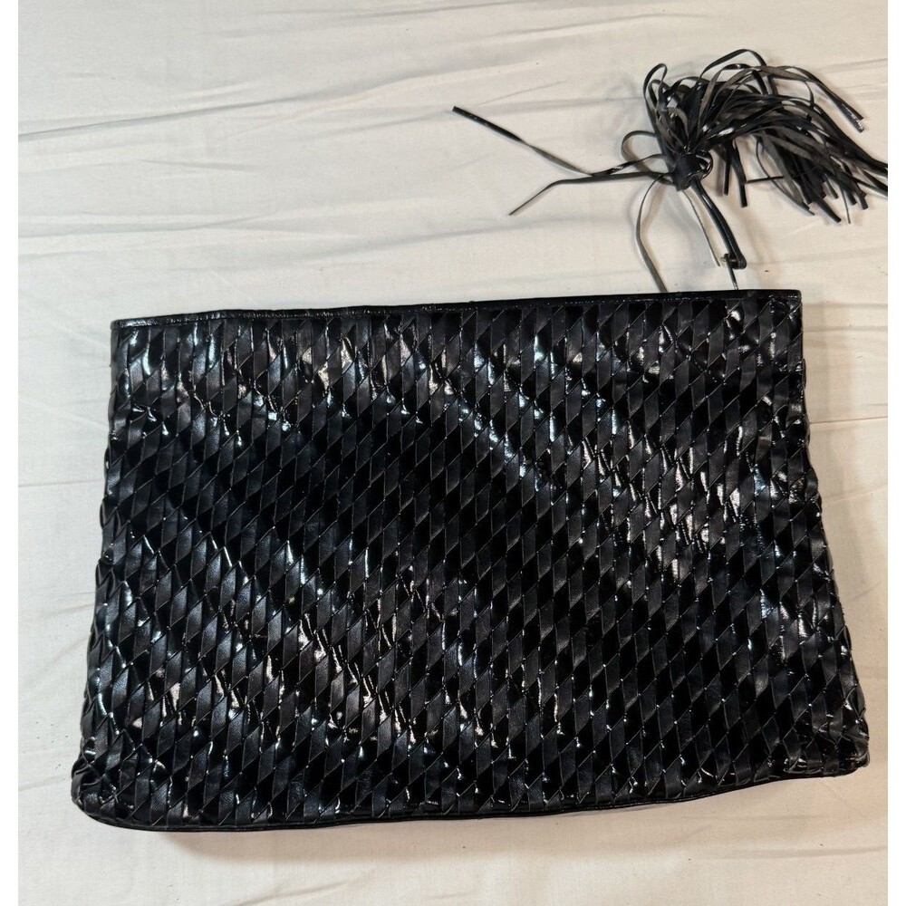 Vintage Meyers USA Black Woven Clutch Purse Wristlet Strap Made USA